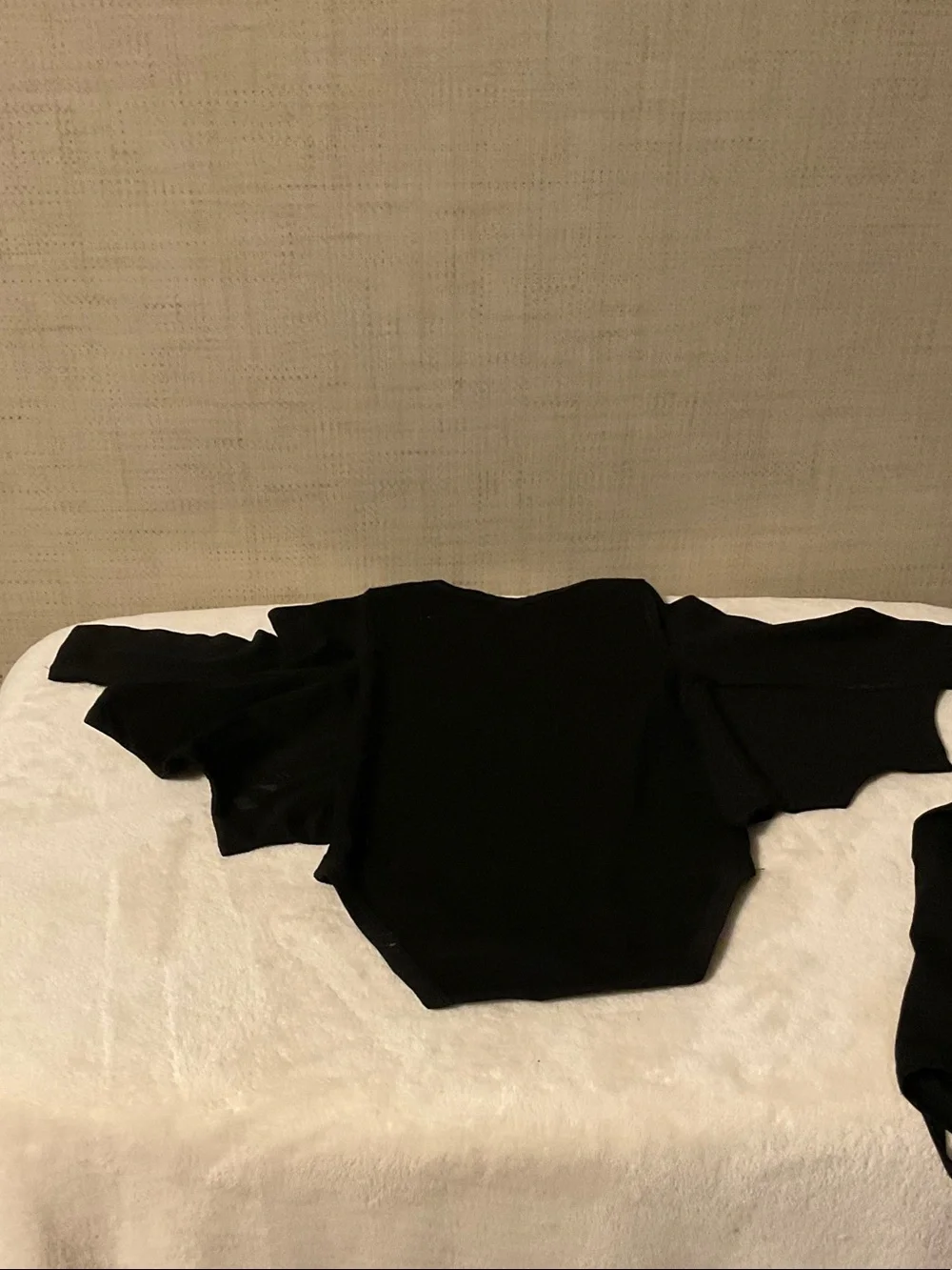 Kids Black Bat Wings Costume Top with Reflective Ear Detail